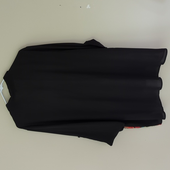 Roz & Ali Floral Sheer Button Down Tropical Blouse Woman 2X Black Blue - Picture 11 of 16